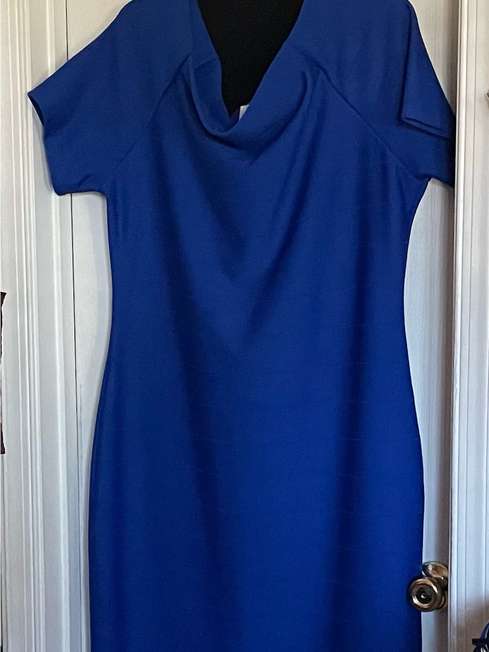 Love J Royal Blue Cowl Neck Midi Dress